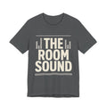 Gray t-shirt with 'The Room Sound' text on a white background