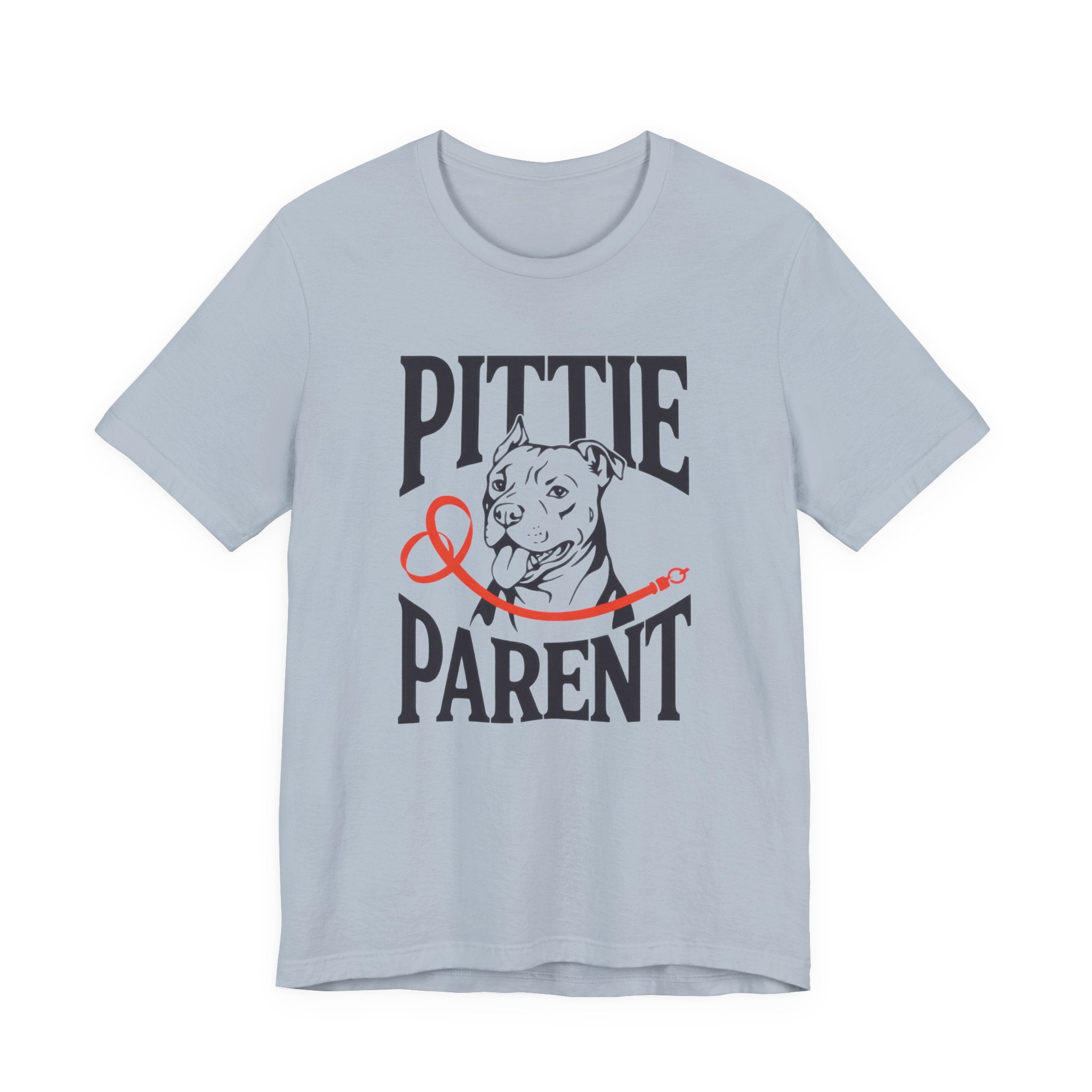 Light blue t-shirt with 'Pittie & Parent' graphic on a white background