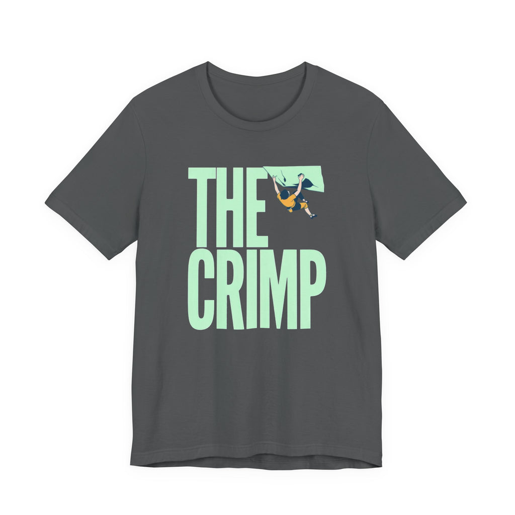 Gray t-shirt with 'THE CRIMP' graphic design on a white background