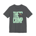 Gray t-shirt with 'THE CRIMP' graphic design on a white background