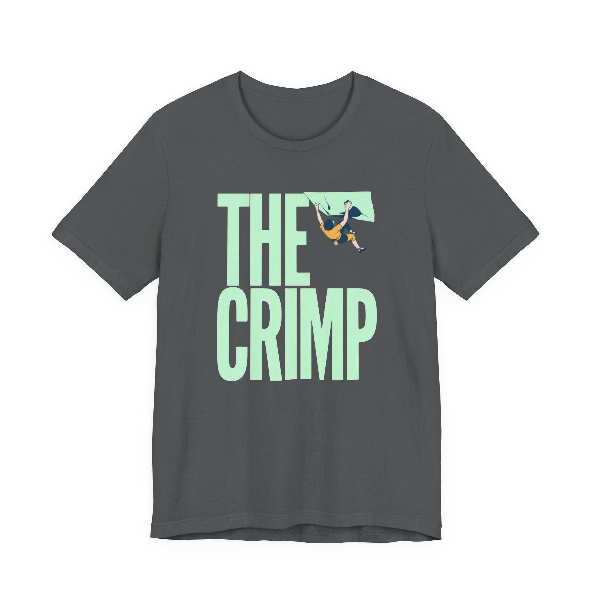 Gray t-shirt with 'THE CRIMP' graphic design on a white background