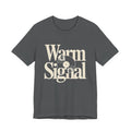 Gray t-shirt with 'Warm Signal' text and vinyl record graphic on a white background