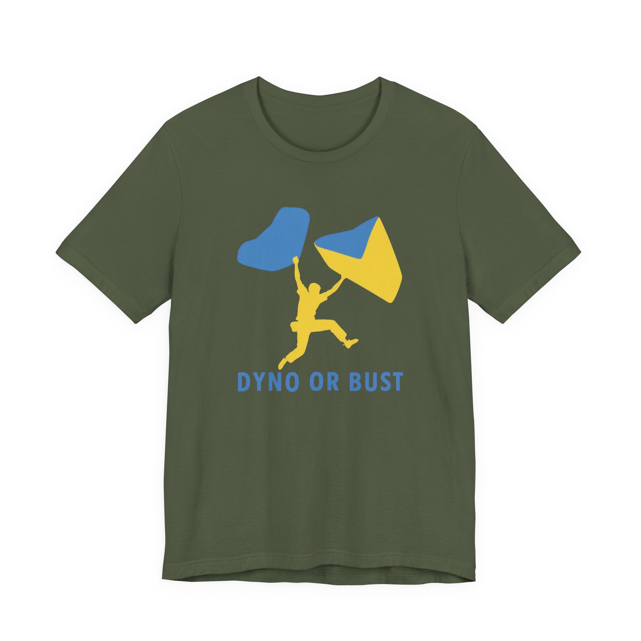 Green t-shirt with the text 'Dyno or Bust' on a white background.