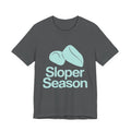 Gray t-shirt with 'Sloper Season' text and graphic on a white background