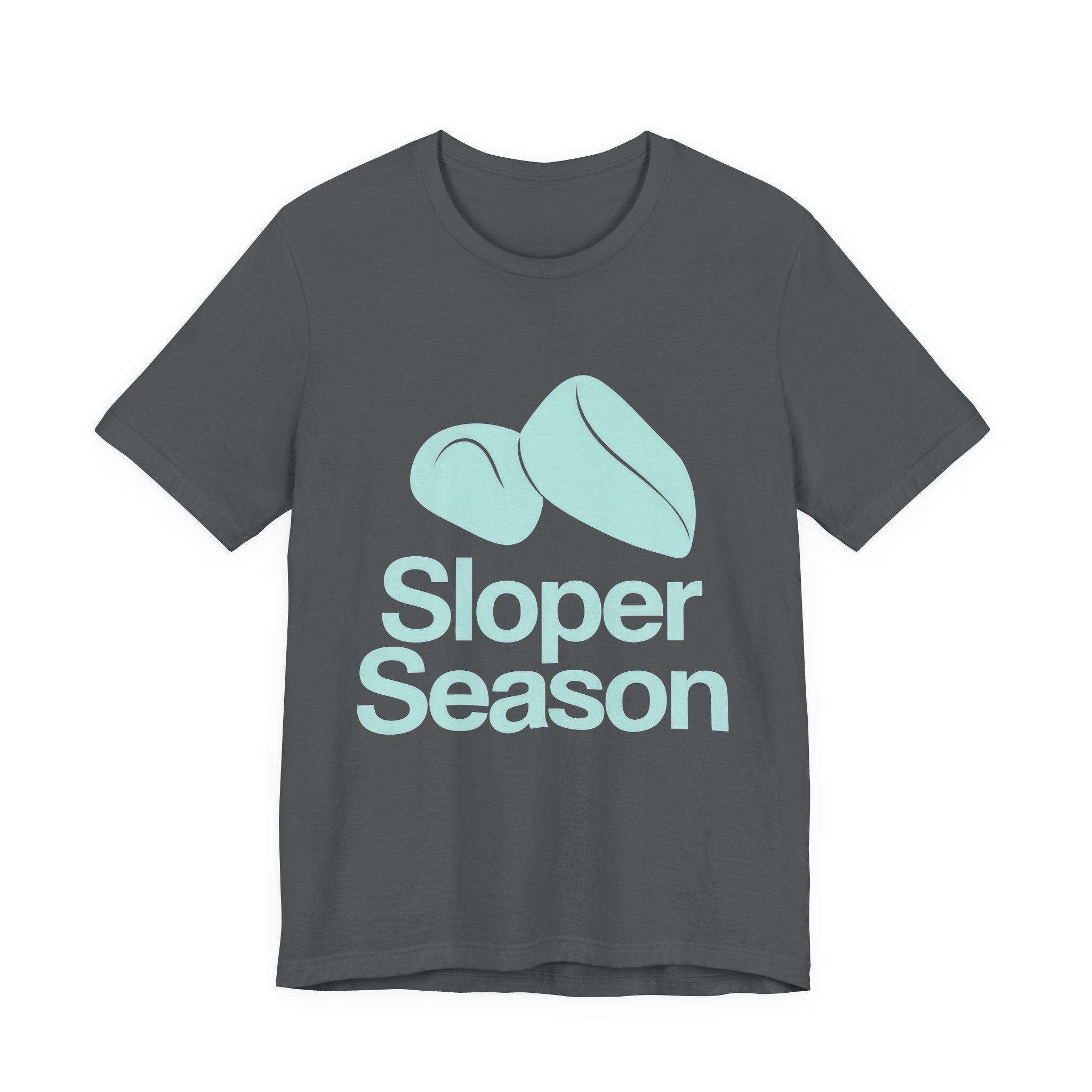 Gray t-shirt with 'Sloper Season' text and graphic on a white background