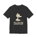 Dark gray t-shirt with 'Fix It In The Darkroom' graphic design on a white bakground