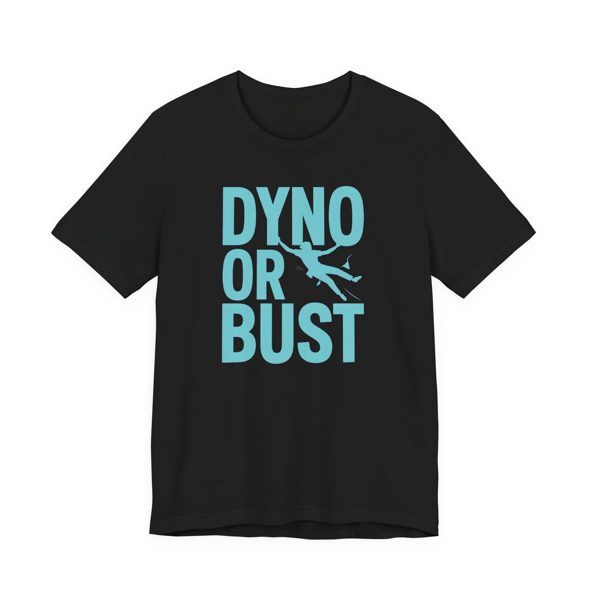 Black t-shirt with 'Dyno or Bust' text and graphic on a white background
