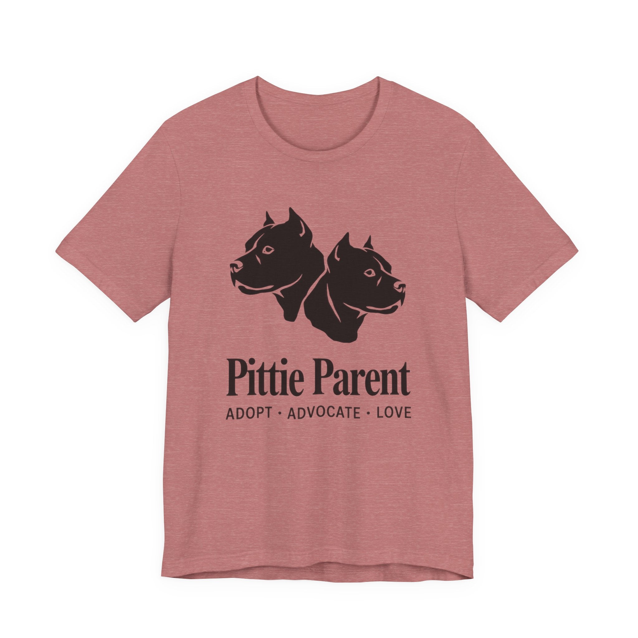 Mauve t-shirt with black dog illustration and 'Pittie Parent' text on a white background
