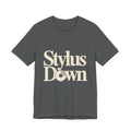 Light gray t-shirt with 'Stylus Down' text on a white background