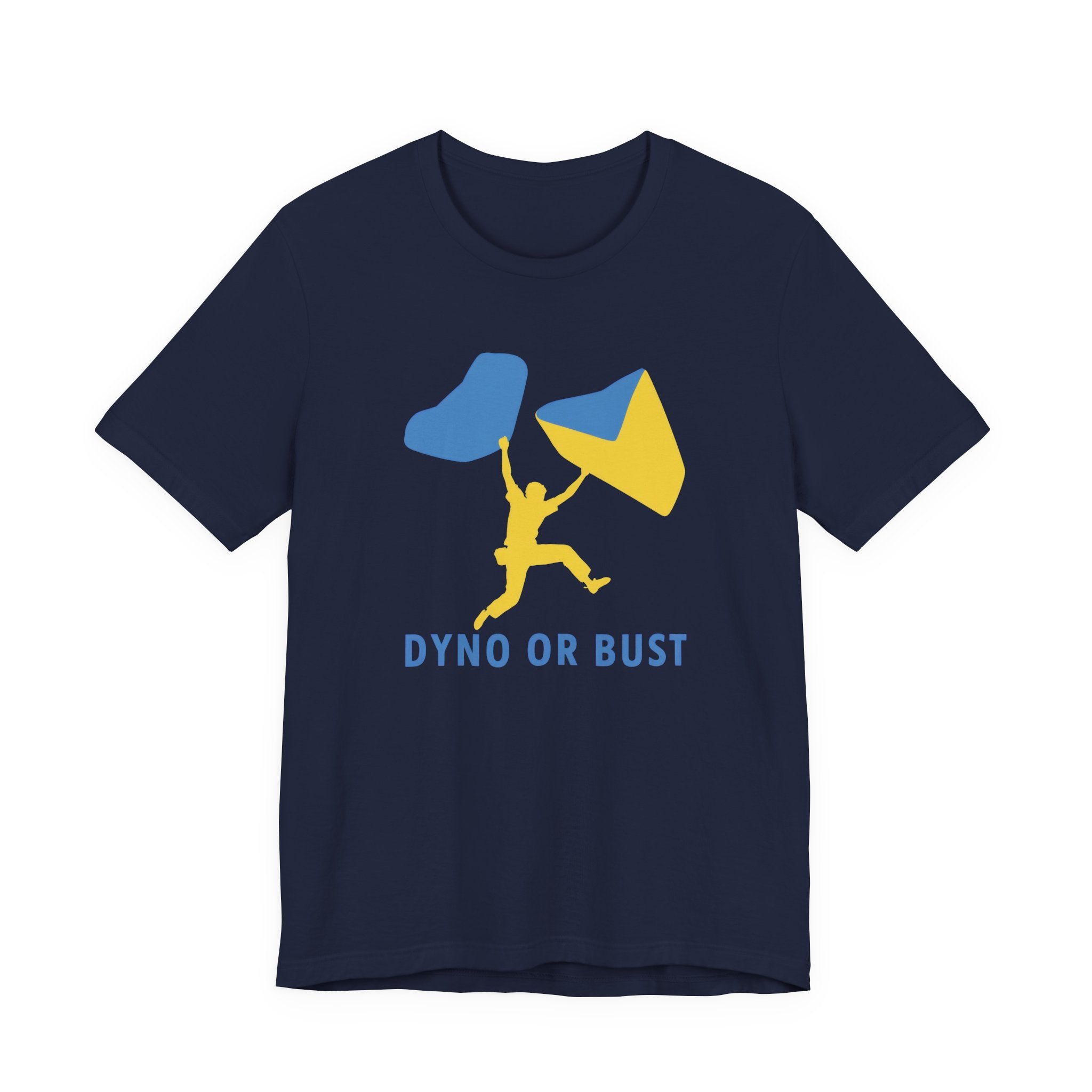 Navy t-shirt with the text 'Dyno or Bust' on a white background.