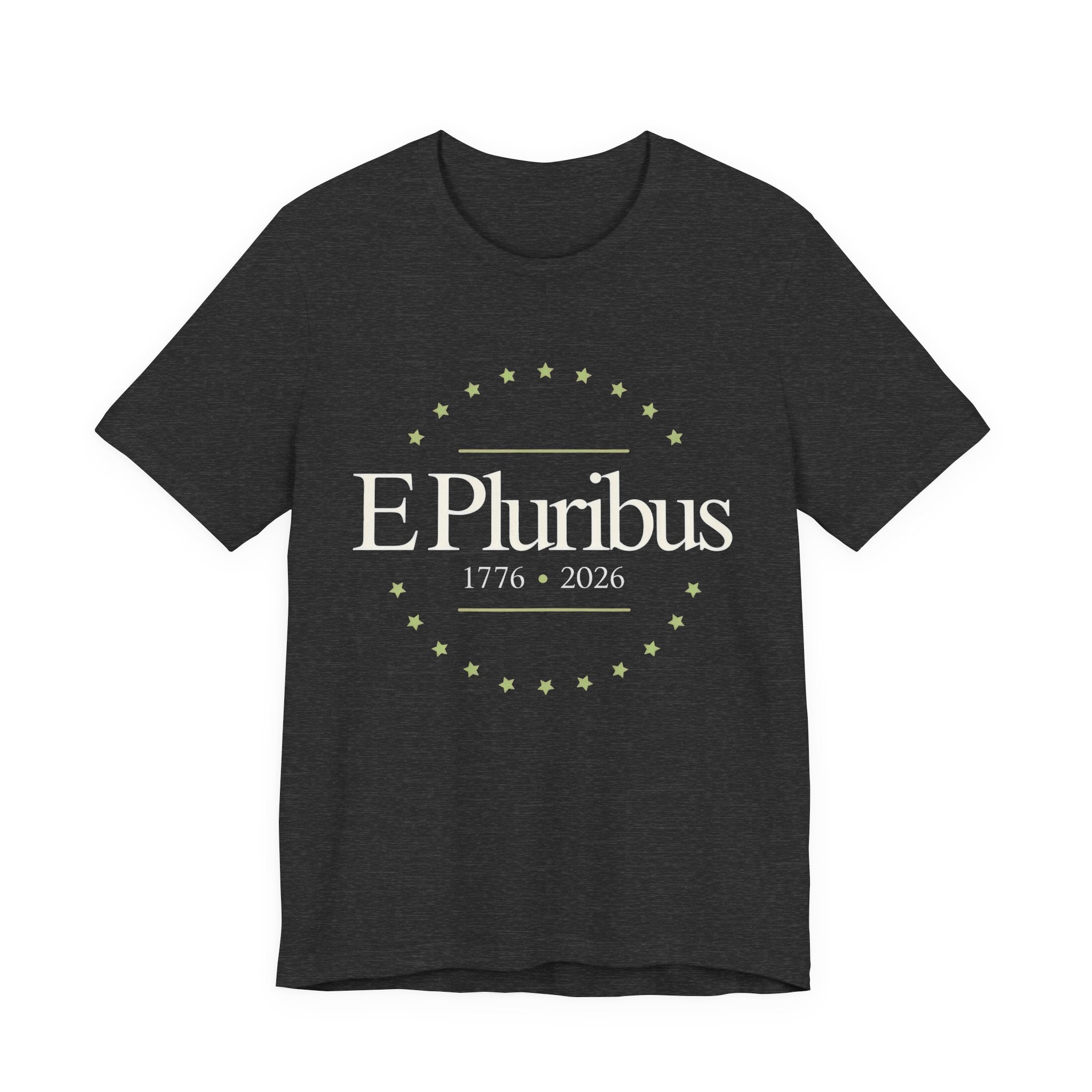 Black t-shirt with 'E Pluribus 1776-2026' design 