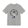 Gray t-shirt with a dog graphic and text 'Foster Fail Alumni' on a white background