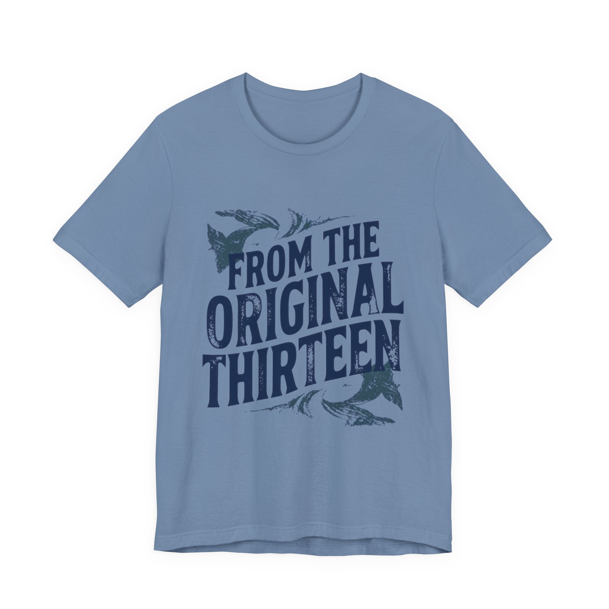 Blue t-shirt with 'From the Original Thirteen' text and graphic 
