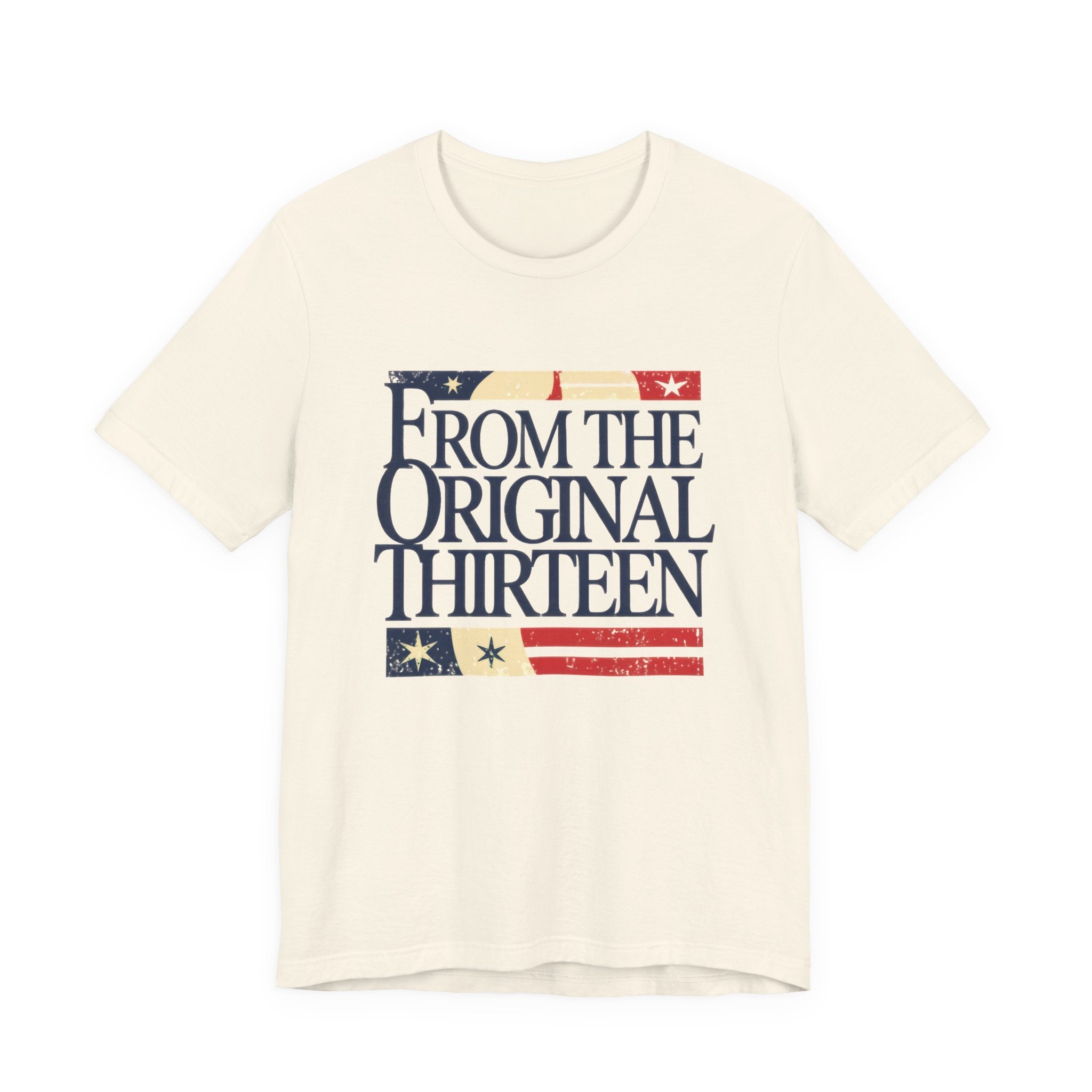 Beige t-shirt with 'From the Original Thirteen' text and flag design 