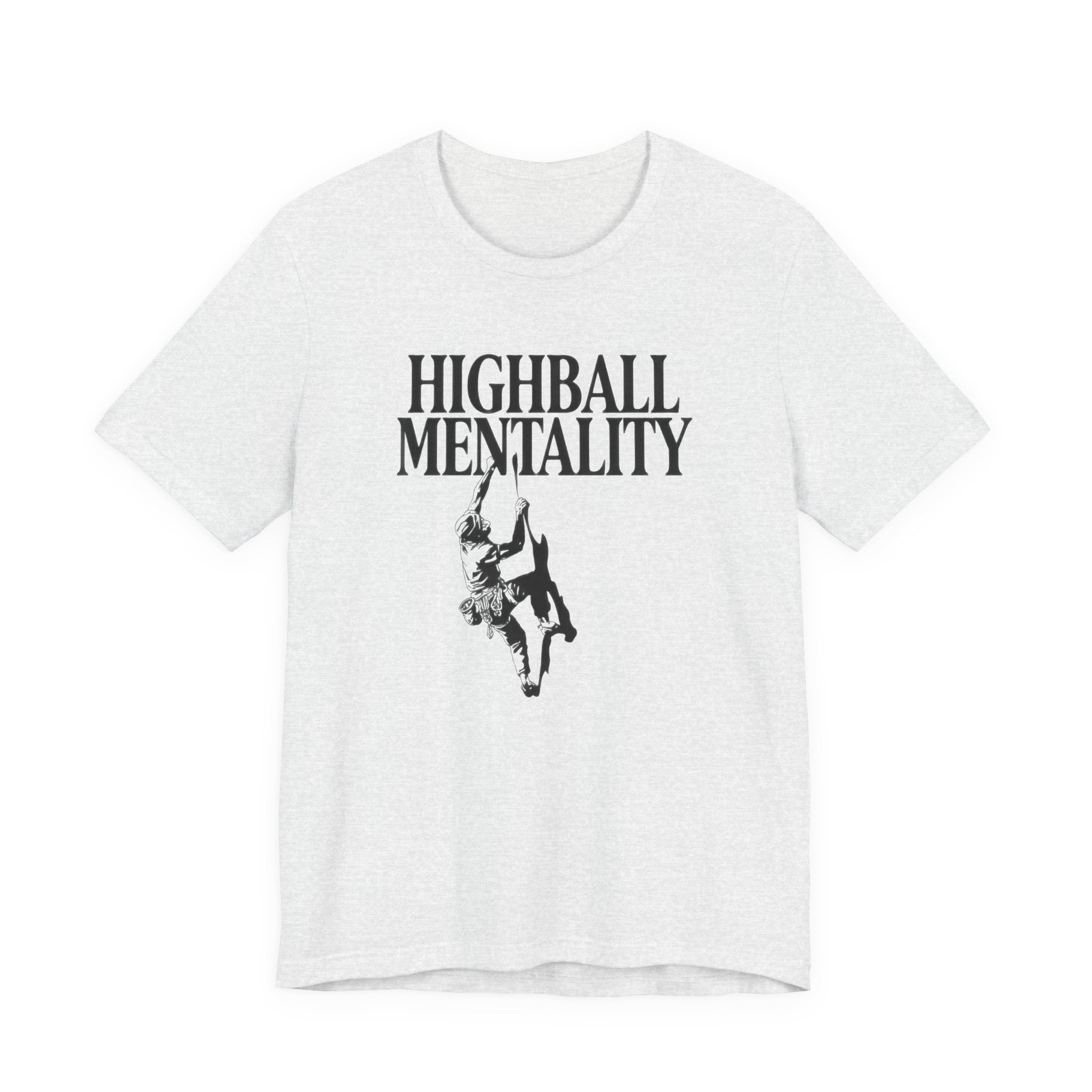 Ash t-shirt with 'Highball Mentality' text and graphic on a white background