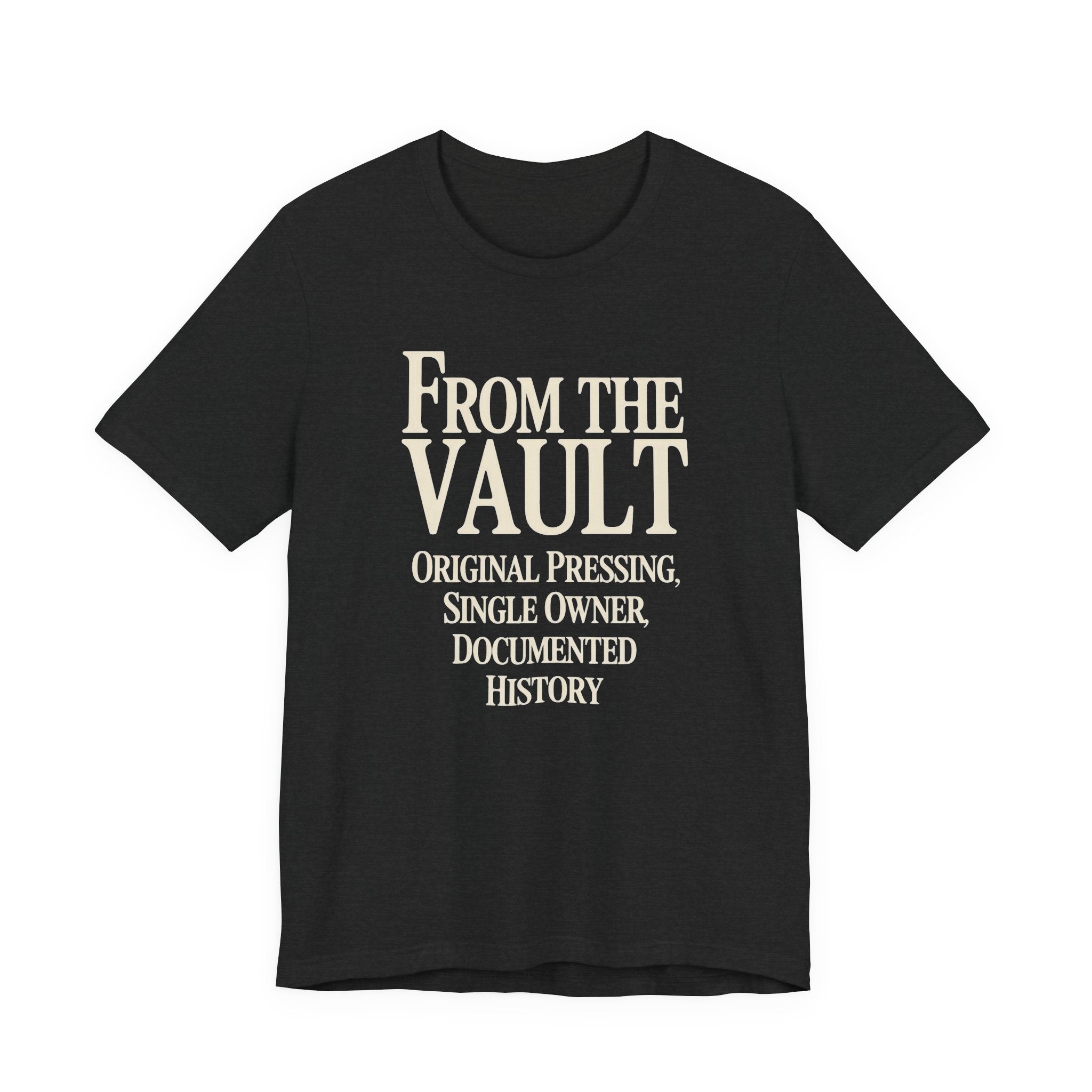 Black t-shirt with white text 'From The Vault' on a white background