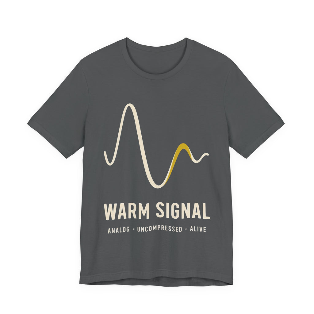 Gray t-shirt with a graphic design and text on a white background
