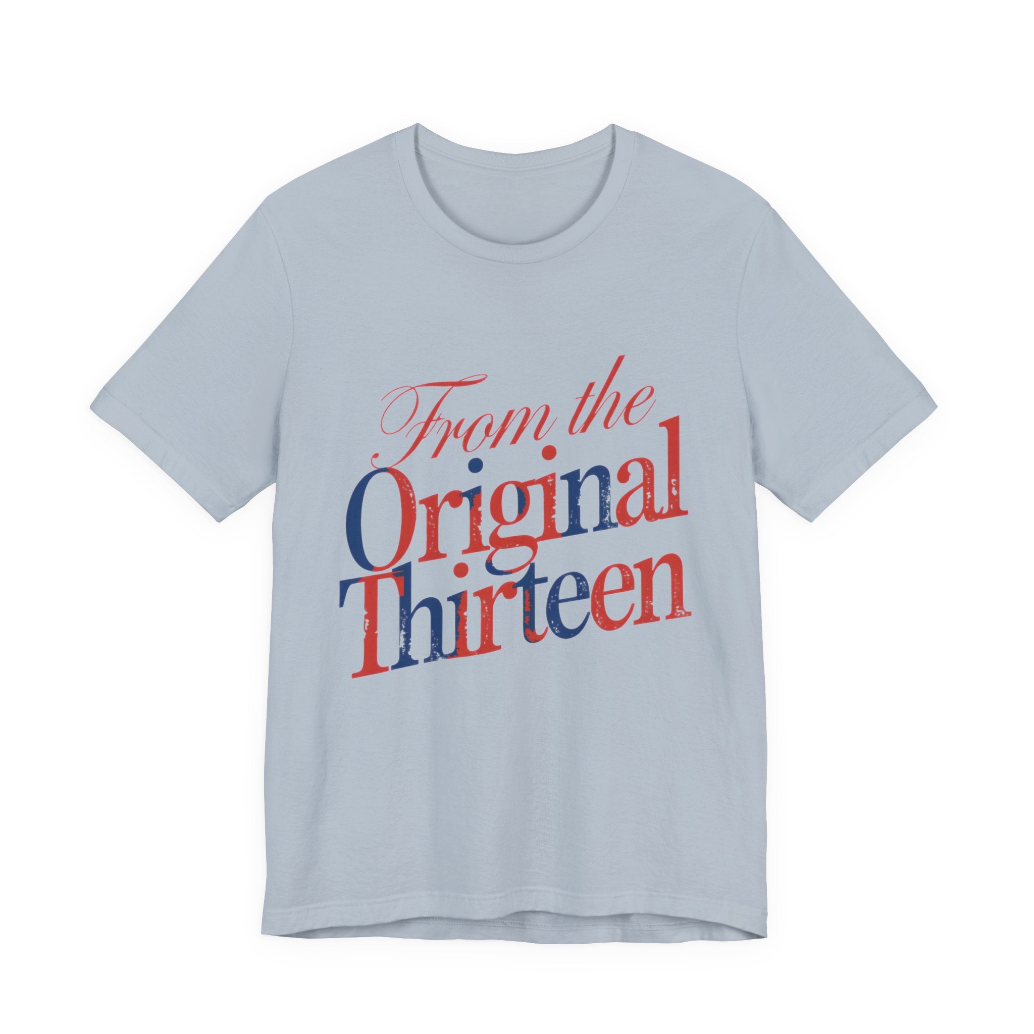 Light blue t-shirt with 'From the Original Thirteen' text in red and blue