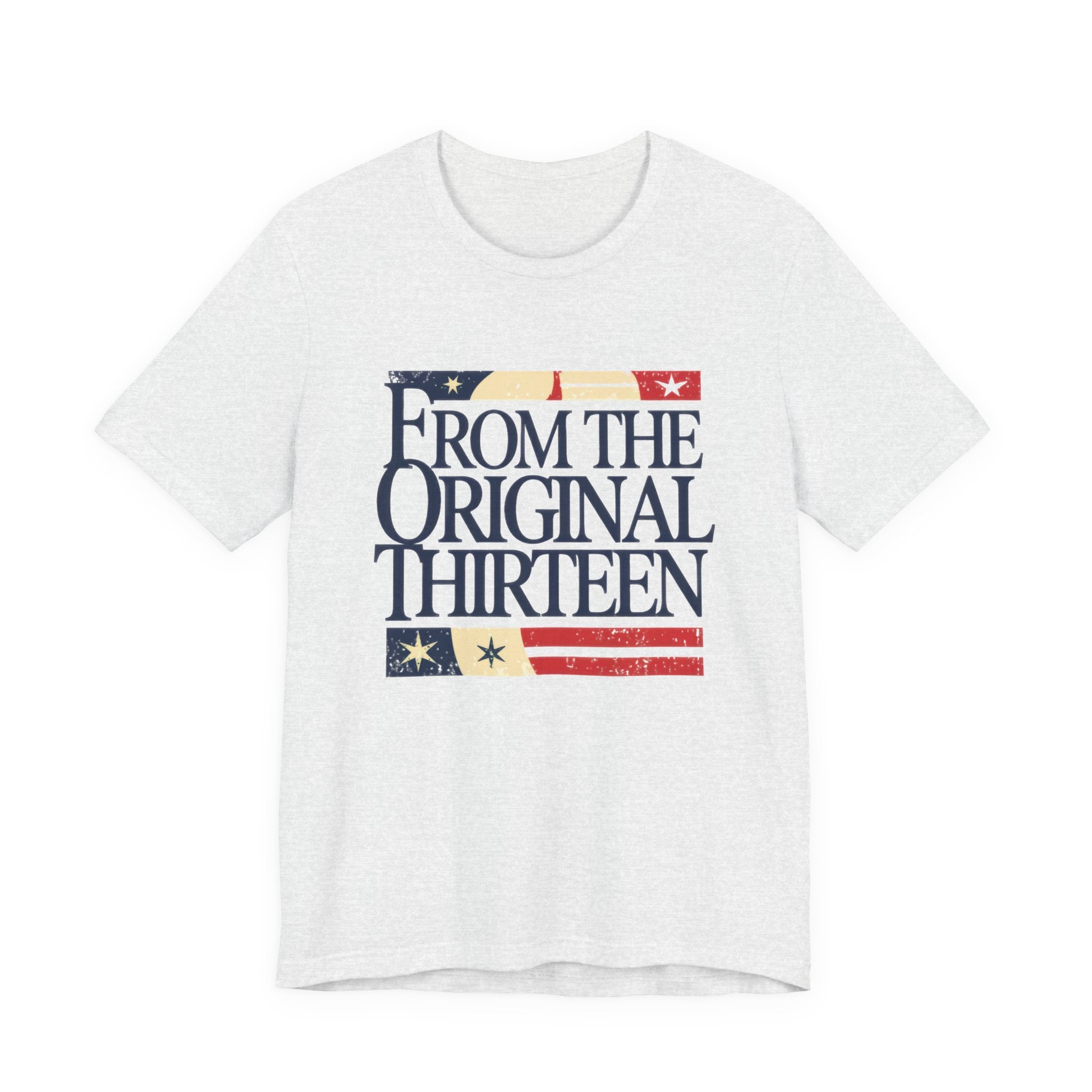 Ash t-shirt with 'From the Original Thirteen' text and flag design 
