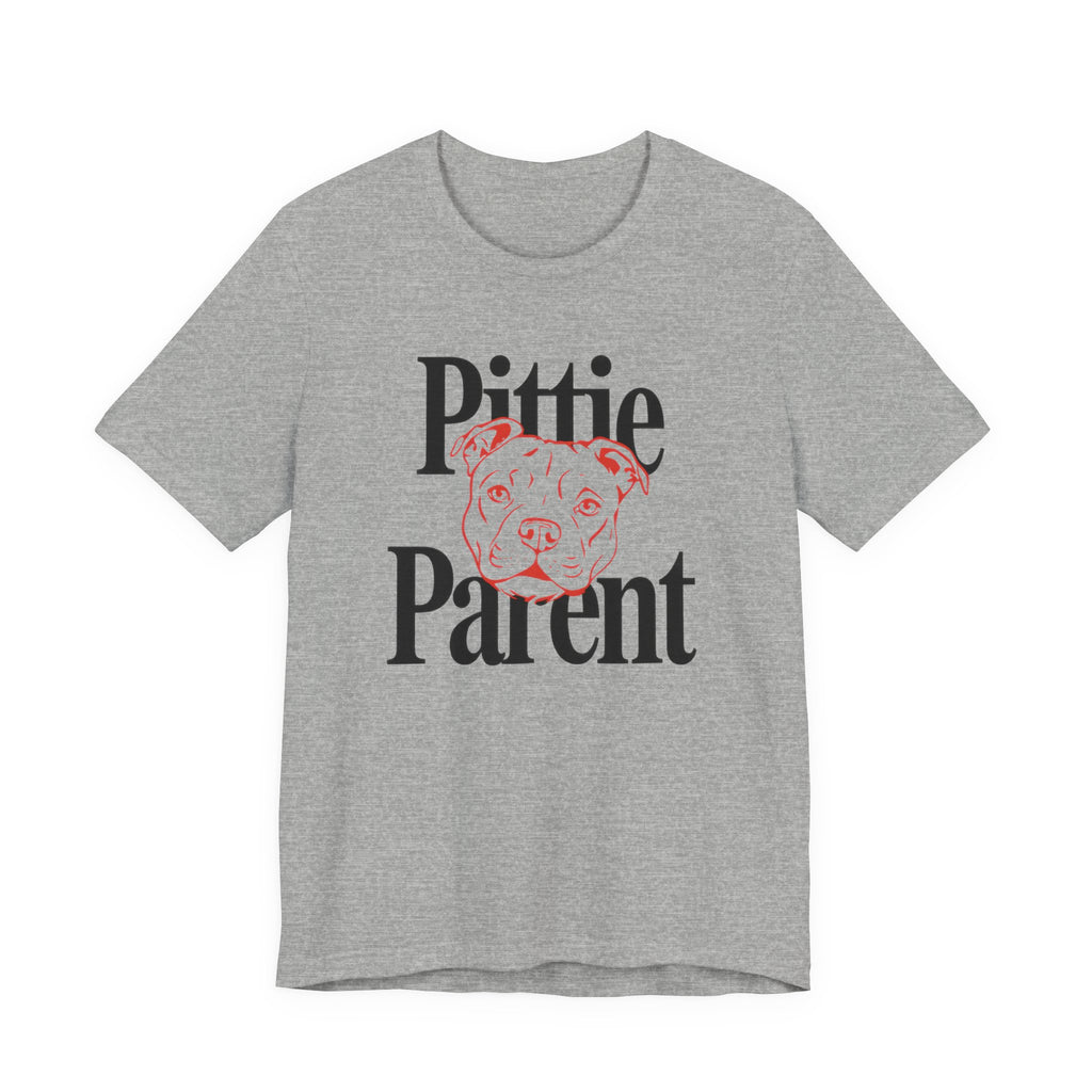 Gray t-shirt with 'Pittie Parent' text and graphic on a white background