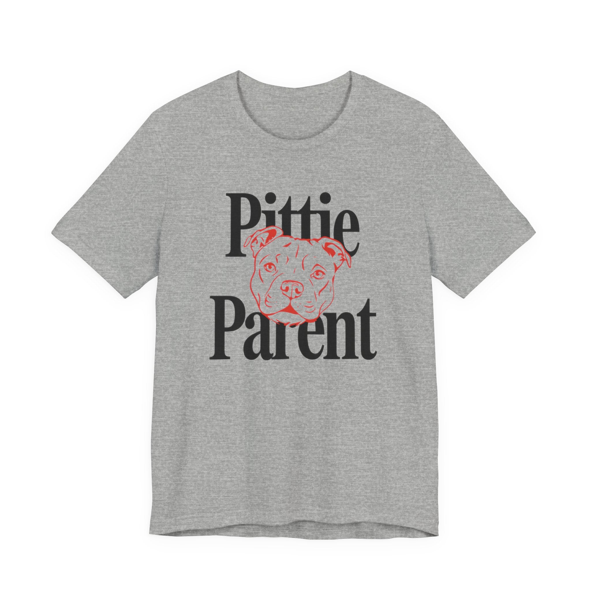 Gray t-shirt with 'Pittie Parent' text and graphic on a white background