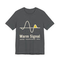 Gray t-shirt with a wave design and 'Warm Signal' text on a white background