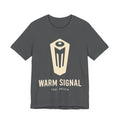Gray t-shirt with 'Warm Signal' logo and text on a white background
