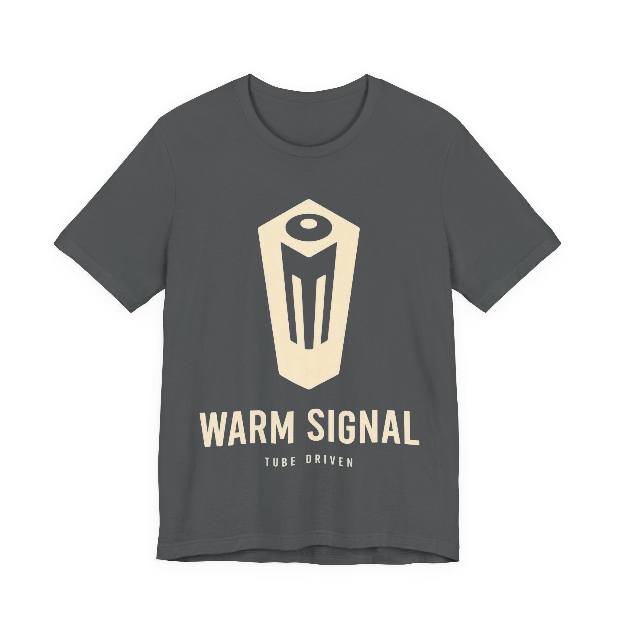 Gray t-shirt with 'Warm Signal' logo and text on a white background