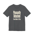Gray t-shirt with 'Pleasantly Detached From Most of This' text on a white background