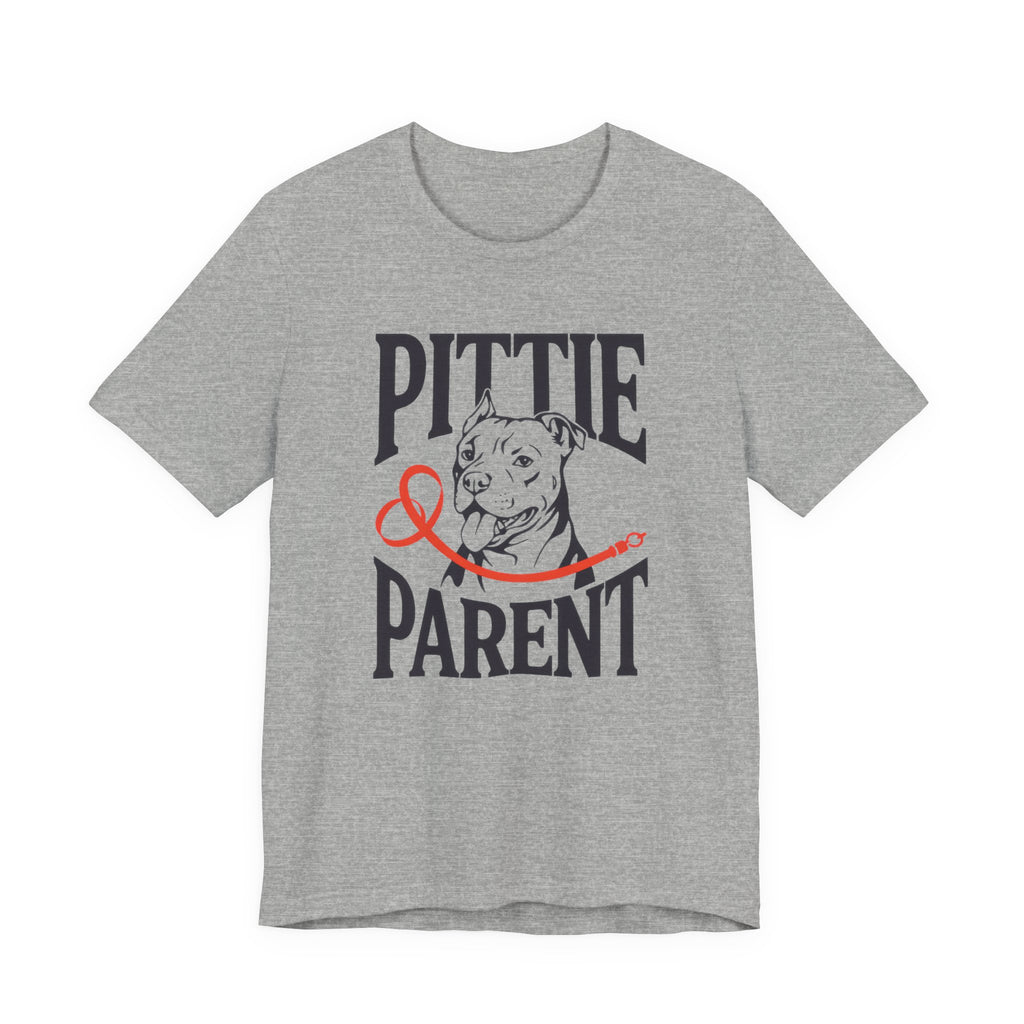 Gray t-shirt with 'Pittie & Parent' graphic on a white background