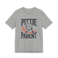 Gray t-shirt with 'Pittie & Parent' graphic on a white background