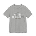 Gray t-shirt with 'We The Persistent 1776-2026' text on a white background
