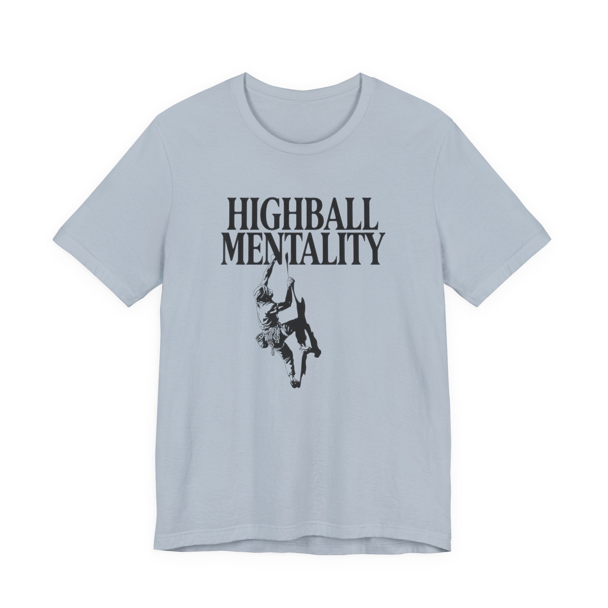 Light blue t-shirt with 'HIGHBALL MENTALITY' text and graphic on a white background