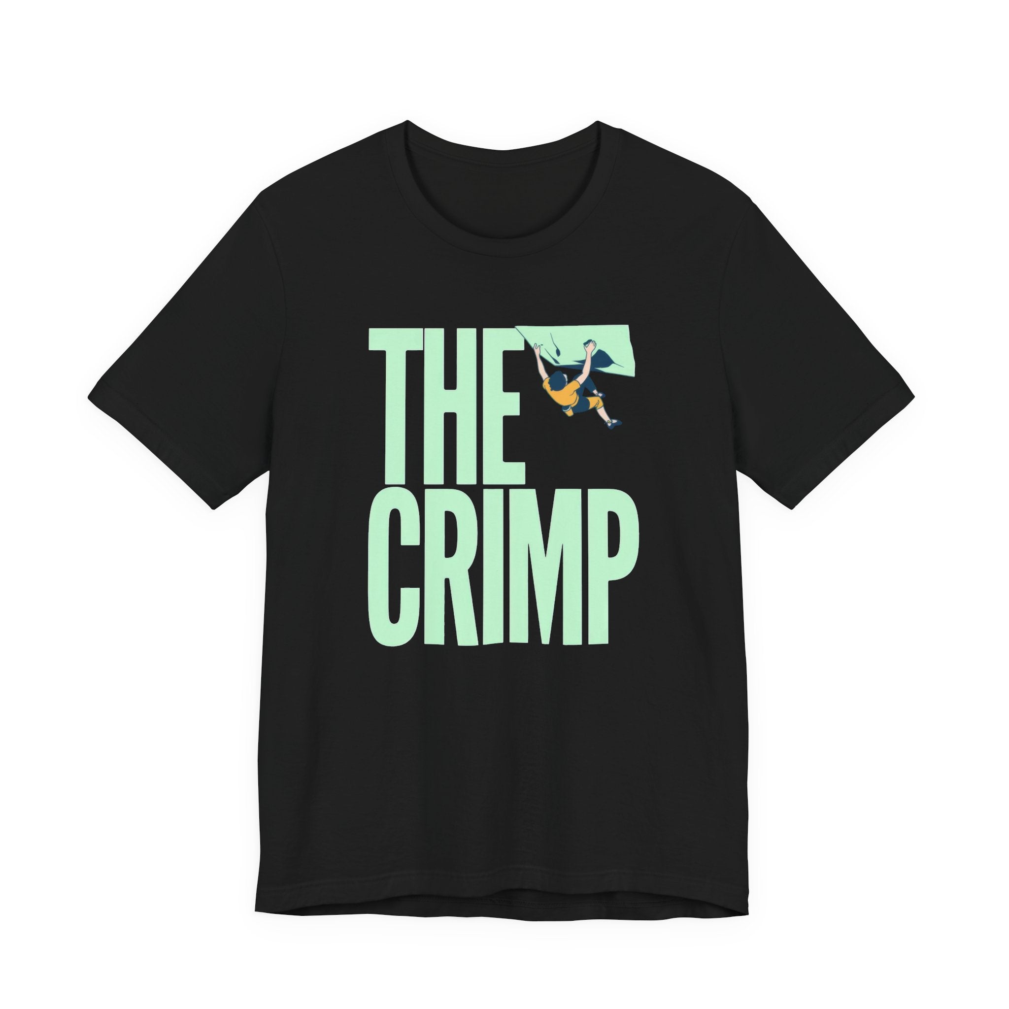 Black t-shirt with 'THE CRIMP' graphic design on a white background