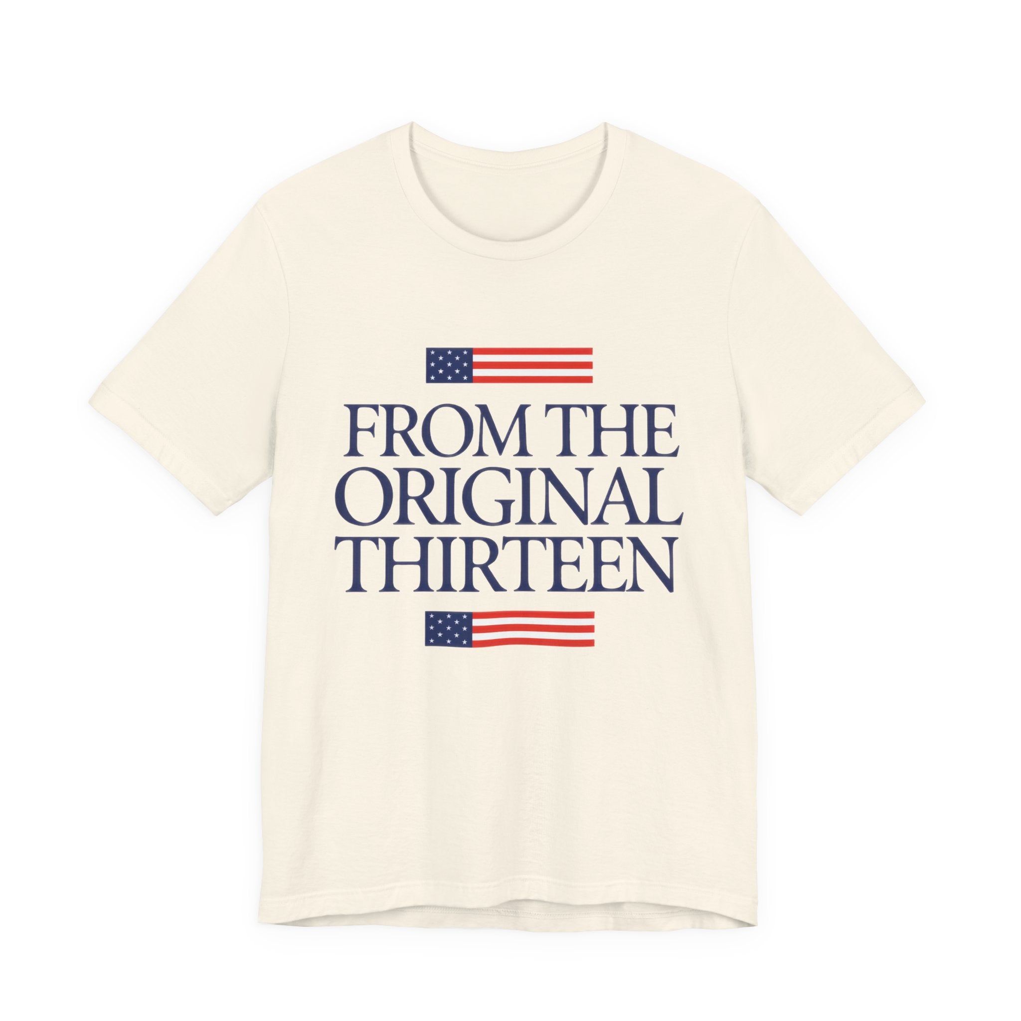 Beige t-shirt with 'From the Original Thirteen' text and American flags