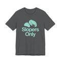 Gray t-shirt with 'Slopers Only' text and graphic on a white background