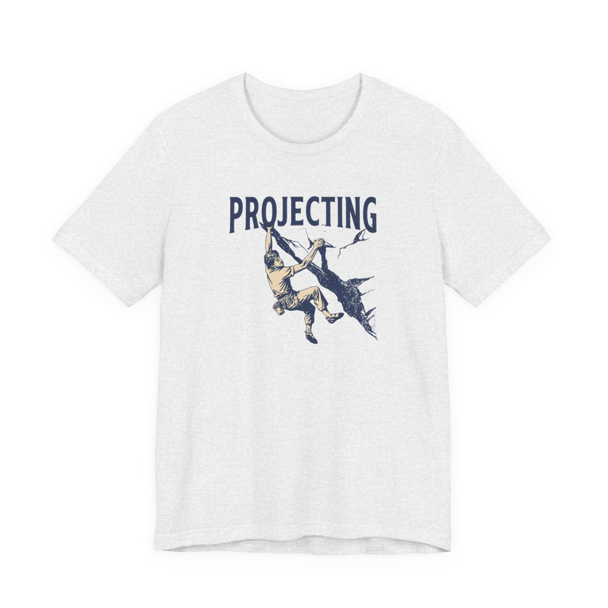 Ash t-shirt with graphic design and text 'PROJECTING' on a white background