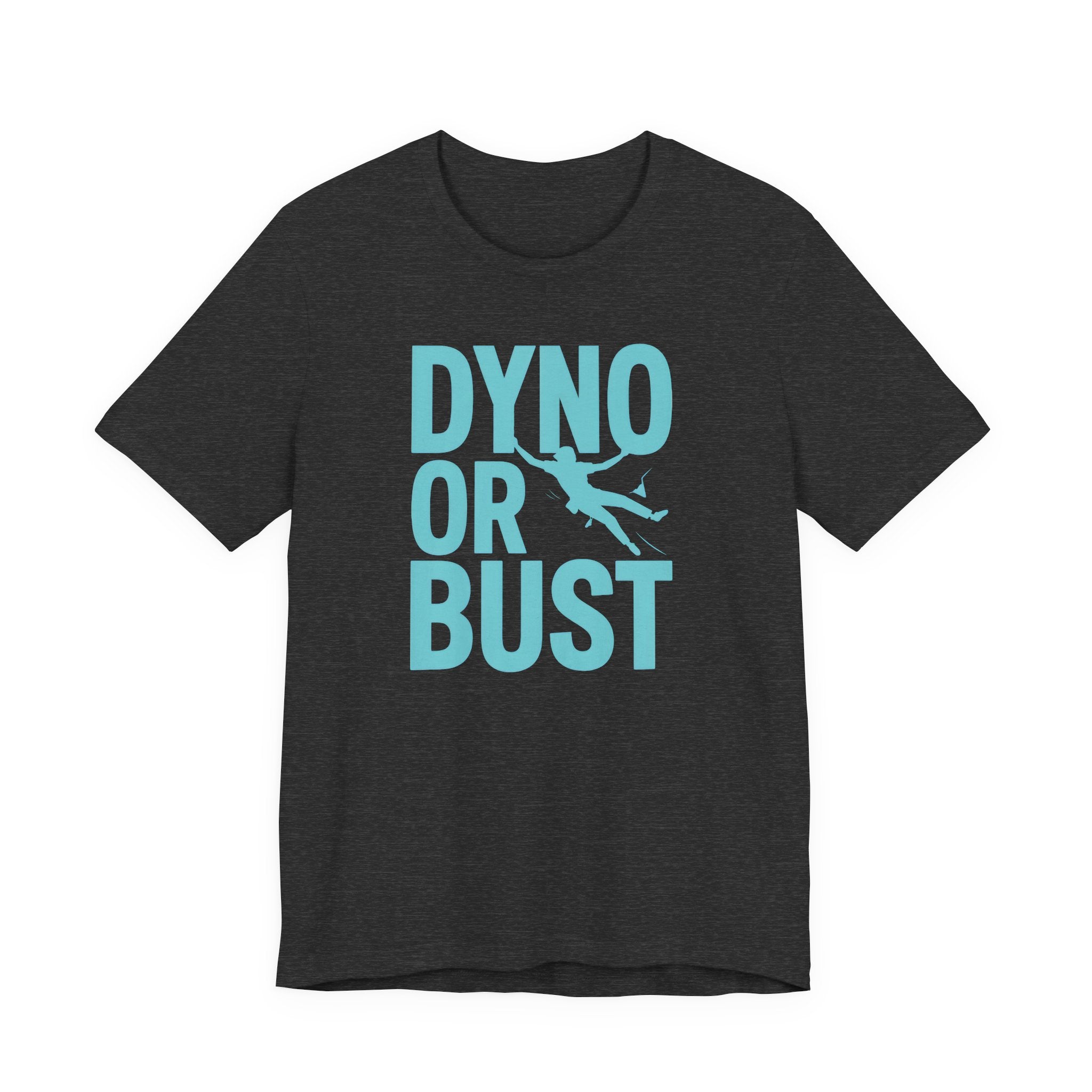 Dark gray t-shirt with 'Dyno or Bust' text and graphic on a white background