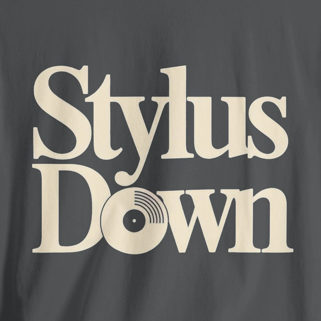 Text 'Stylus Down' on a dark background