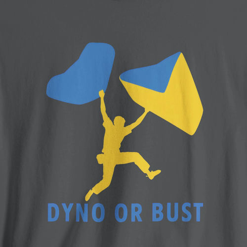 T-shirt with the text 'Dyno or Bust' on a dark background.