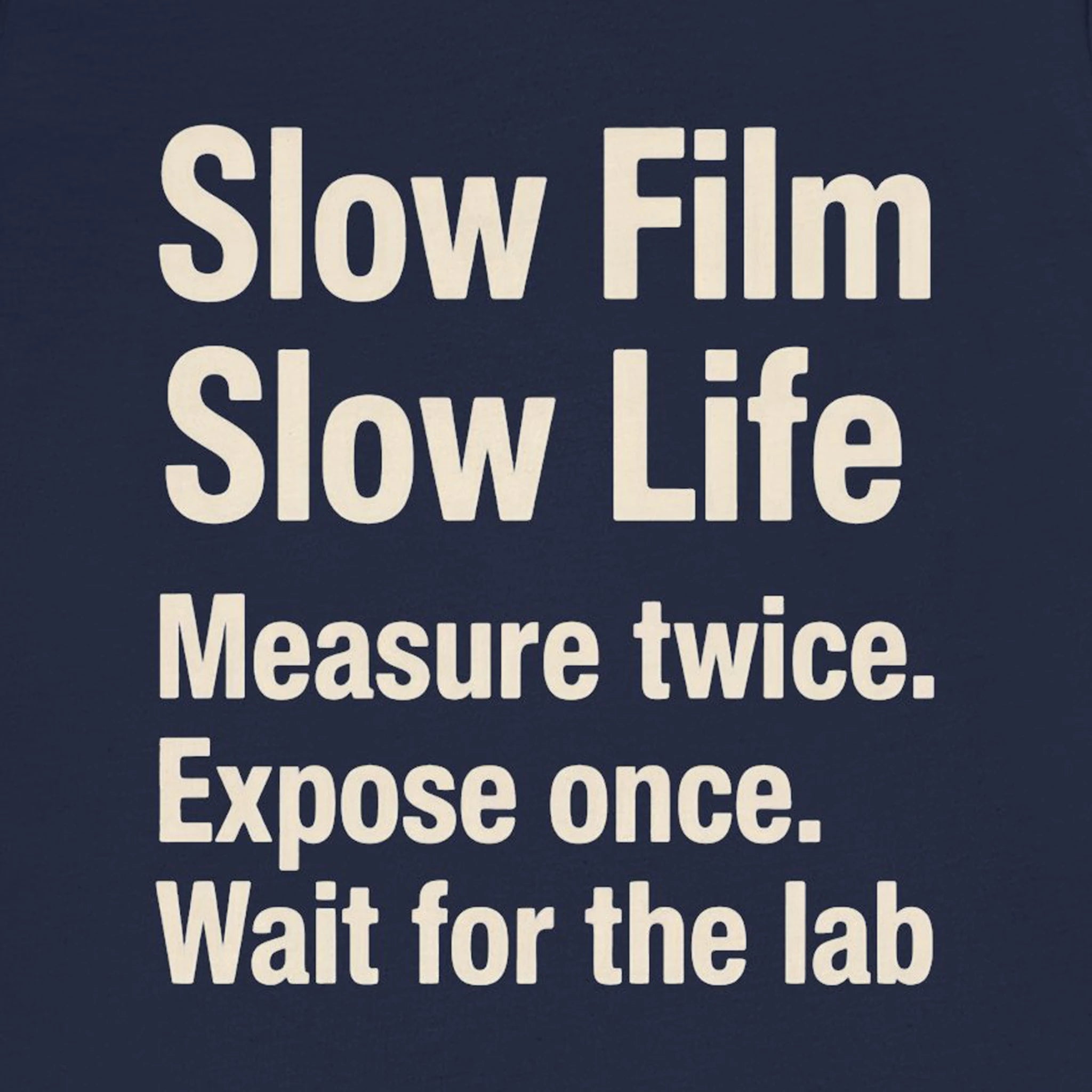 'SLOW FILM SLOW LIFE' text on a dark background 