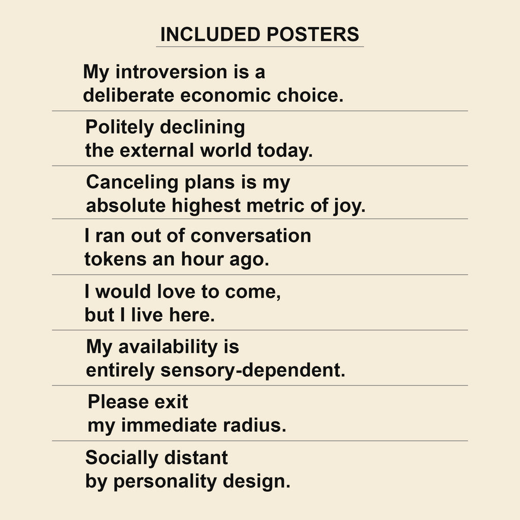 Social Battery: Dead — 8 Dorm Room Wall Art Prints | Instant Download