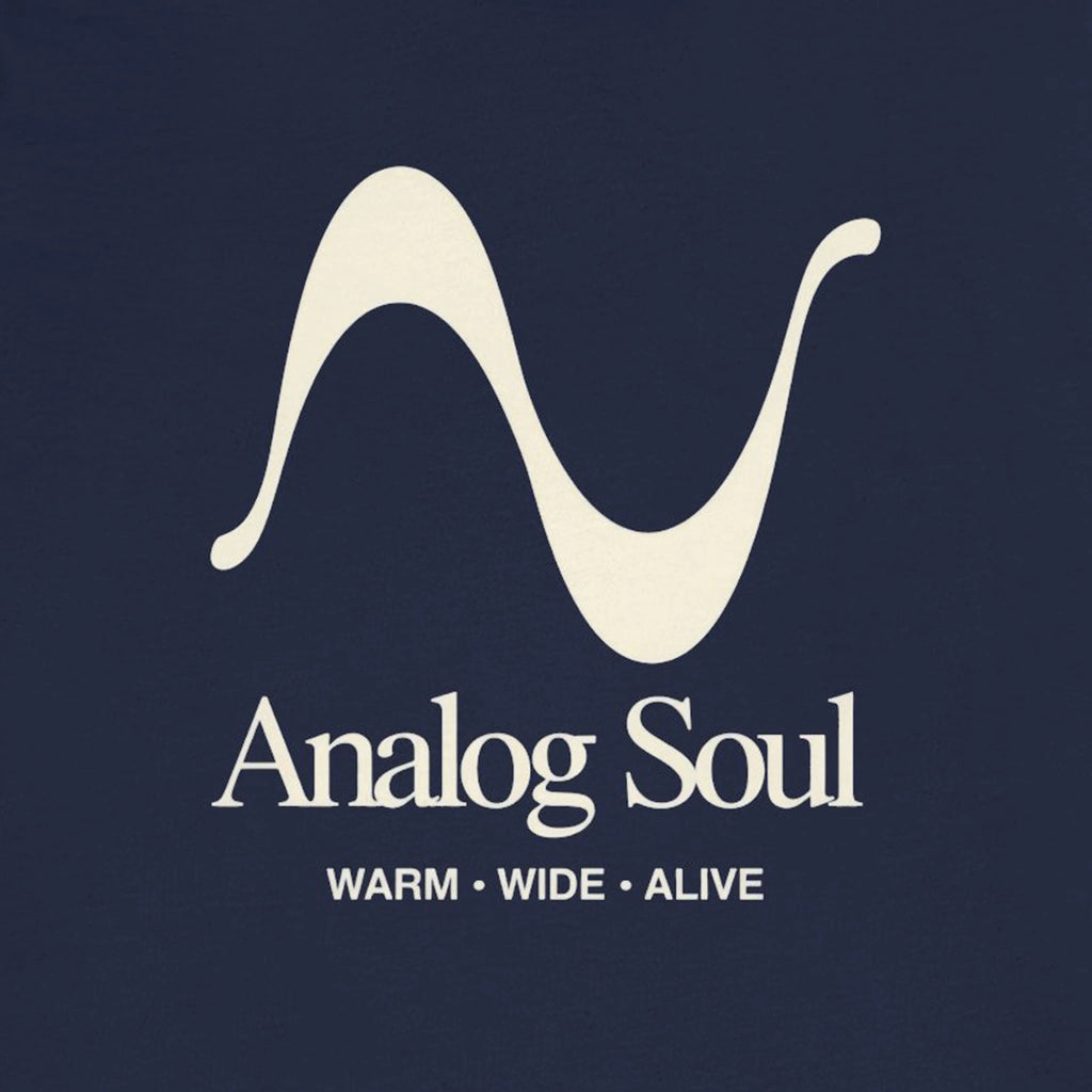Logo of 'Analog Soul' with a wavy line design on a dark background