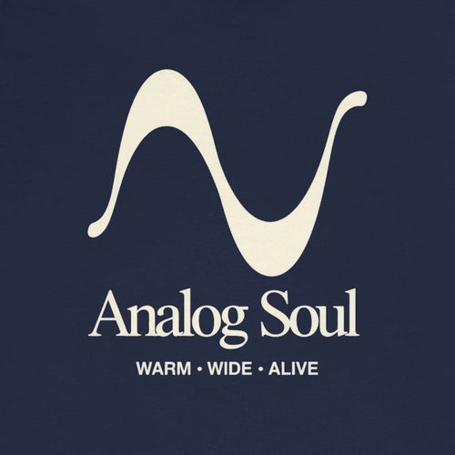 Logo of 'Analog Soul' with a wavy line design on a dark background