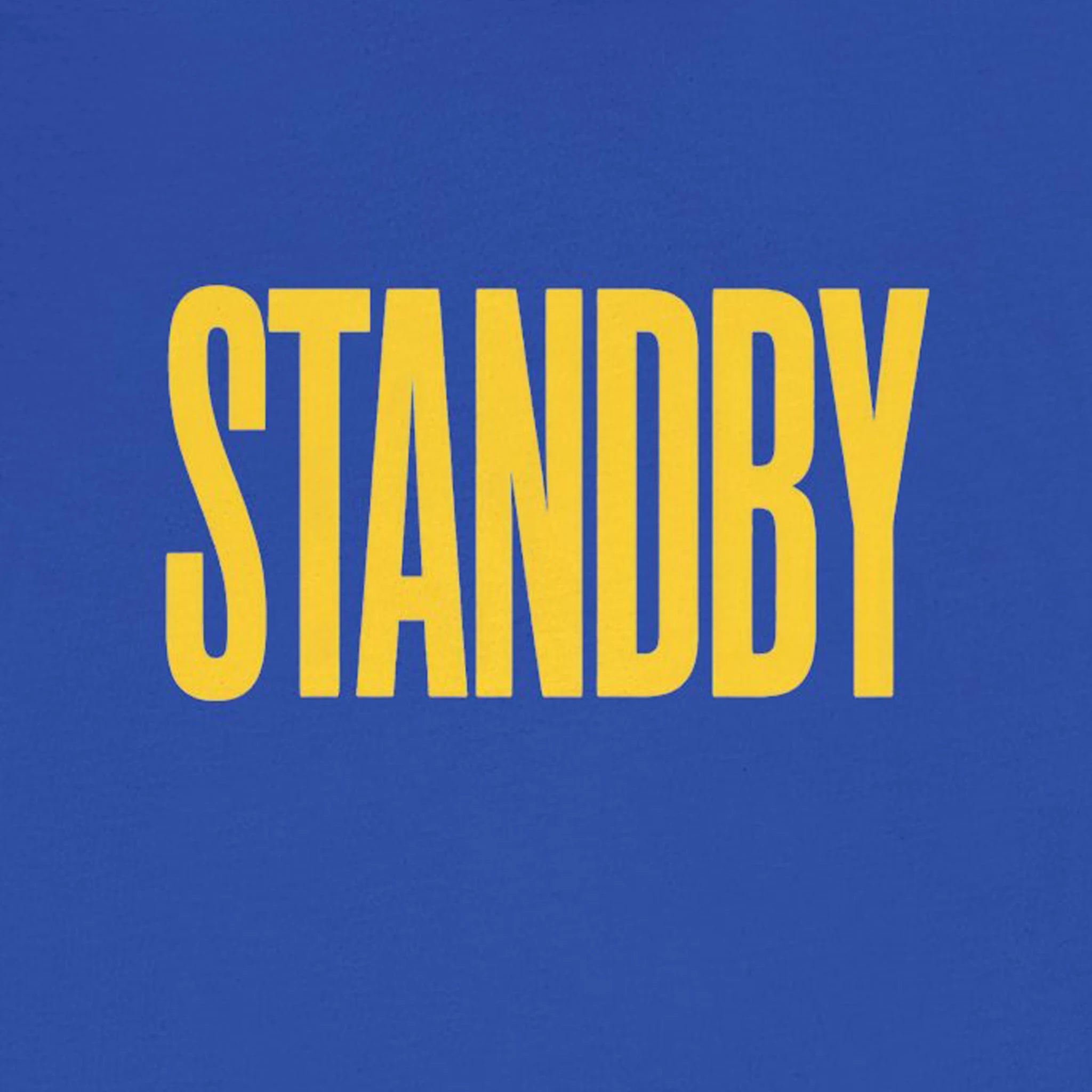Yellow 'STANDBY' text on a blue background