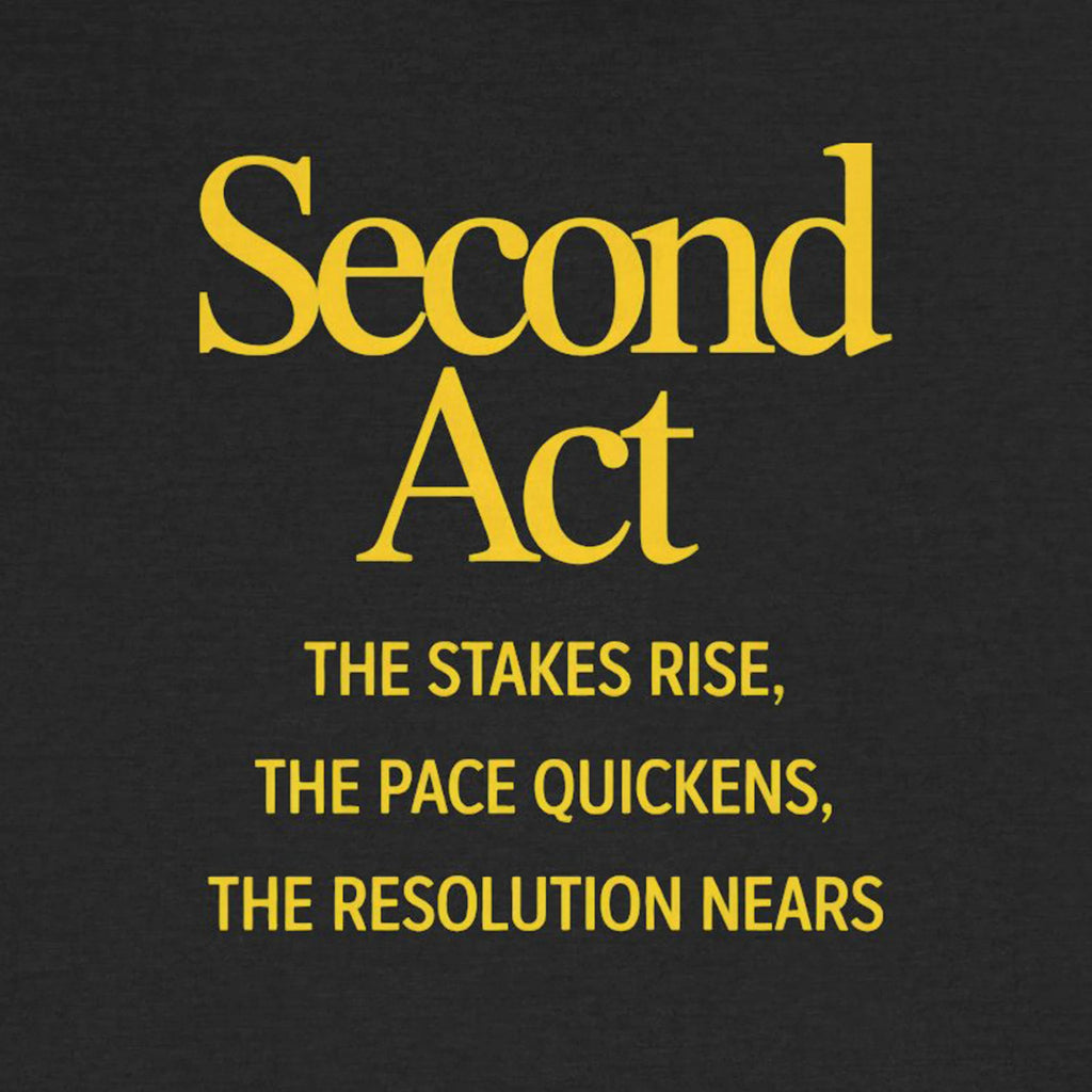Text 'Second Act' with motivational quote on a black background