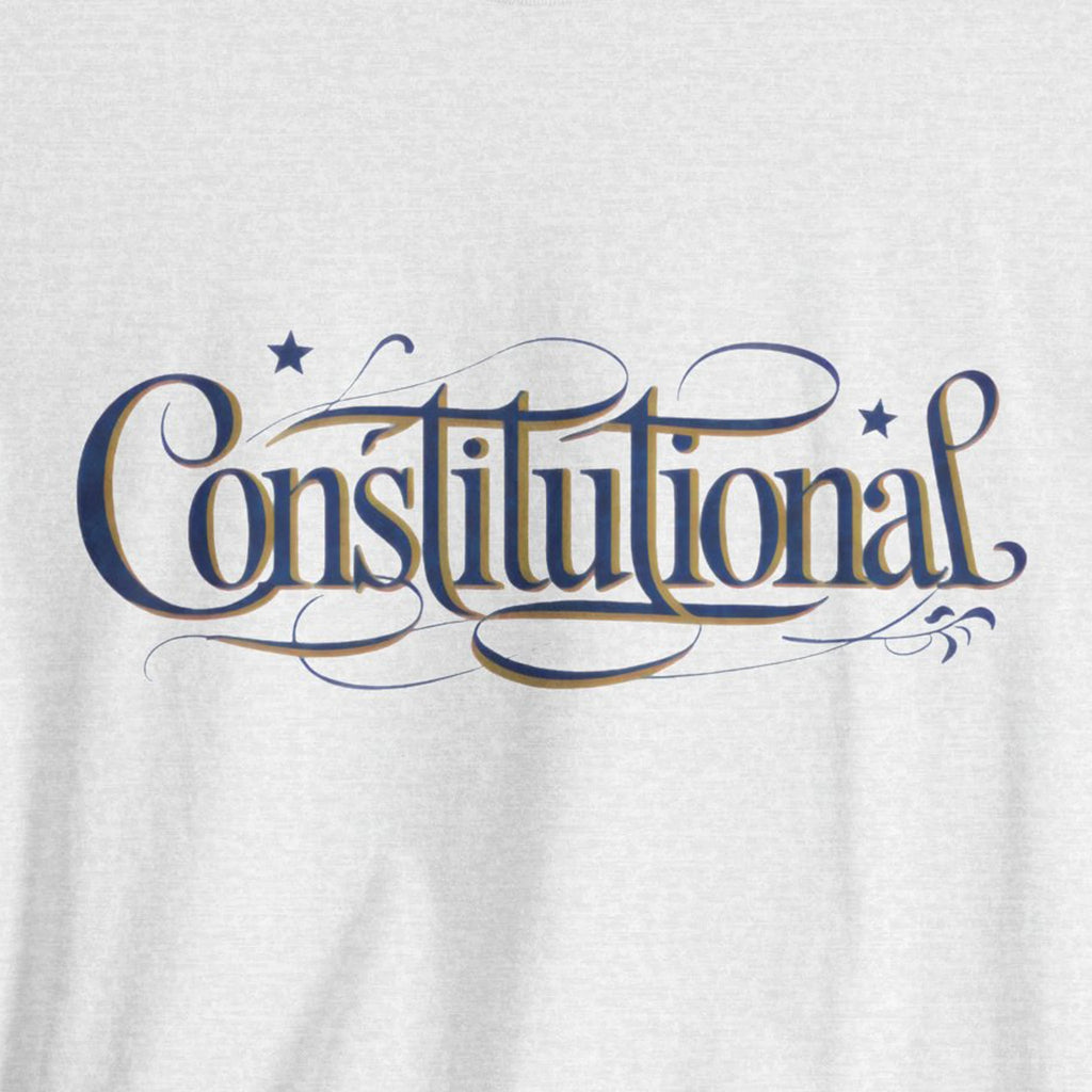 Text 'Constitutional' in decorative font on a white background