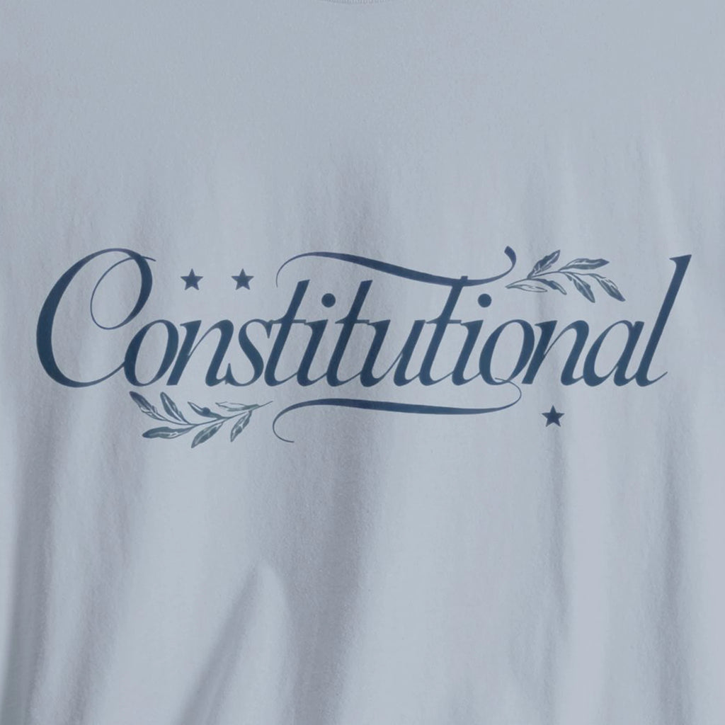 Text 'Constitutional' on a light blue background